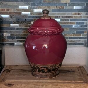Certified International Burgundy Florentine 11in Canister Cookie Jar